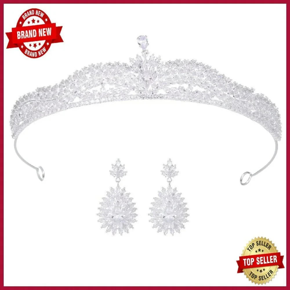 Cubic Zirconia Tiara Headpiece Bridal Hair Accessory Silver Plated